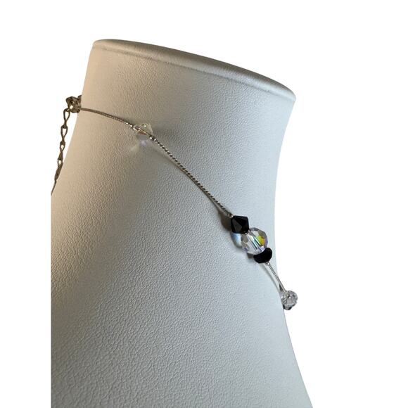 AB and black beads station necklace silver toned necklace.  15” + 3” ext - Picture 4 of 5